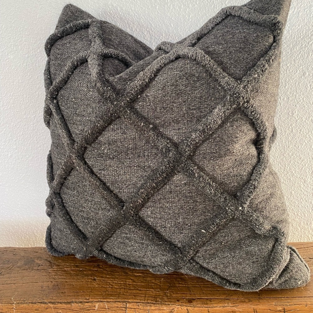 Restoration Hardware Gray Textured Throw Pillow